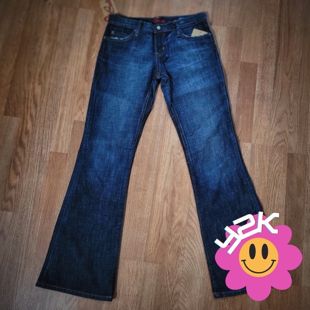 Y2K Blue Cult Kate Flare Leg Jeans Size 27 Mid-Rise‎ Dark Wash Denim NWT